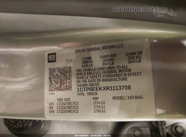 1GTP6EEKXR1113708 2024 GMC CANYON Gray Вид підкапотного простору