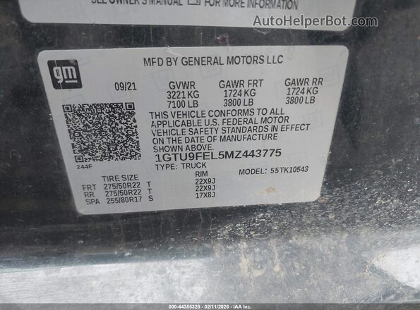 1GTU9FEL5MZ443775 2021 GMC SIERRA Black 