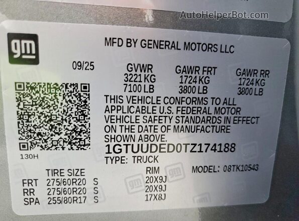 1GTUUDED0TZ174188 2026 GMC SIERRA Gray 