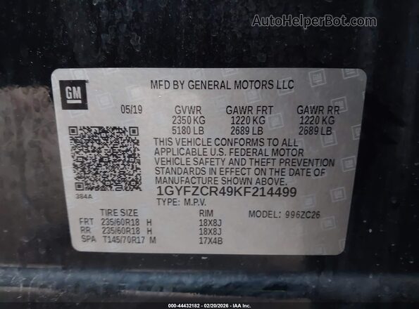 1GYFZCR49KF214499 2019 CADILLAC XT4 Черный 
