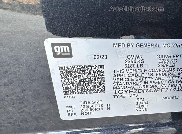 1GYFZDR43PF174188 2023 CADILLAC XT4 Black ძრავის განყოფილების ხედი