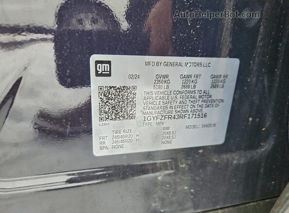 1GYFZFR43RF171516 2024 CADILLAC XT4 Blue Widok naklejki z numerem VIN