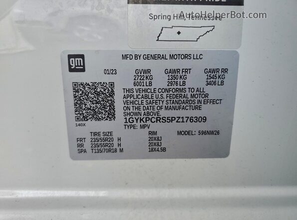 1GYKPCRS5PZ176309 2023 CADILLAC OTHER White 