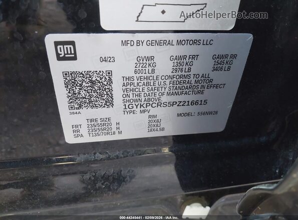 1GYKPCRS5PZ216615 2023 CADILLAC OTHER Black Vista del compartimento del motor