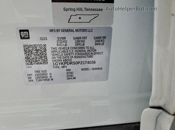 1GYKPDRS0PZ174036 2023 CADILLAC OTHER White Панорамний вид салону 360°
