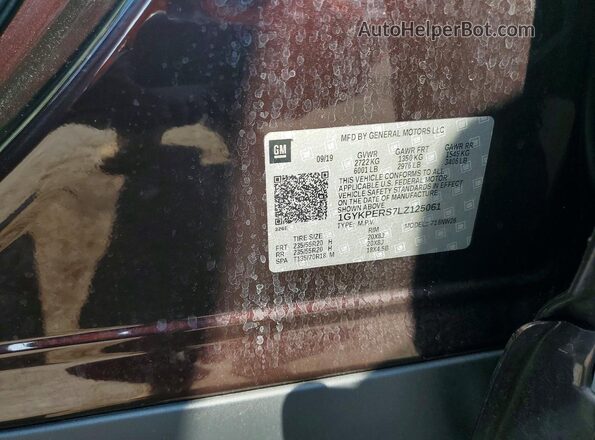 1GYKPERS7LZ125061 2020 CADILLAC OTHER Maroon VIN sticker view