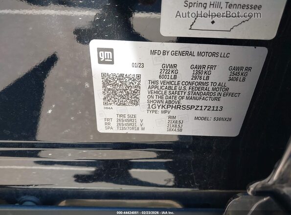 1GYKPHRS5PZ172113 2023 CADILLAC OTHER Black 