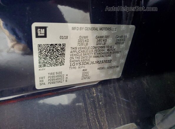 1GYS3DKJ6JR237032 2018 CADILLAC ESCALADE Blue 