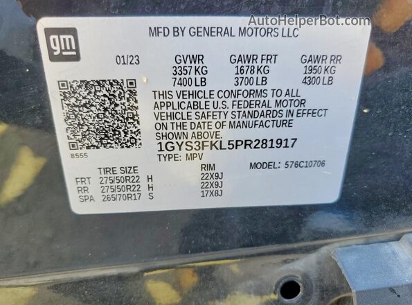 1GYS3FKL5PR281917 2023 CADILLAC ESCALADE Black Вид підкапотного простору
