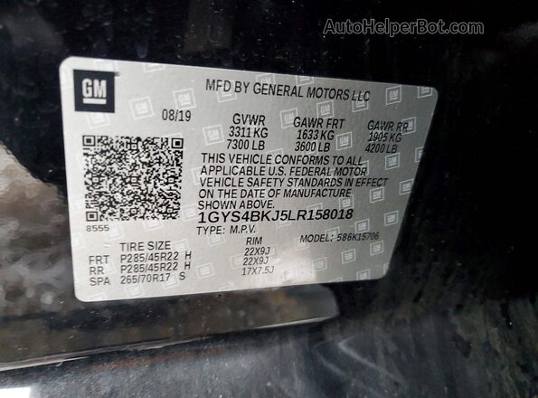 1GYS4BKJ5LR158018 2020 CADILLAC ESCALADE Черный Панорамный вид салона 360°