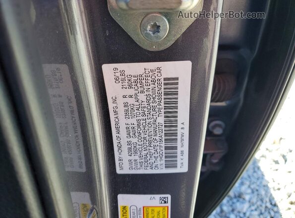 1HGCV1F15KA122727 2019 HONDA ACCORD Серый 