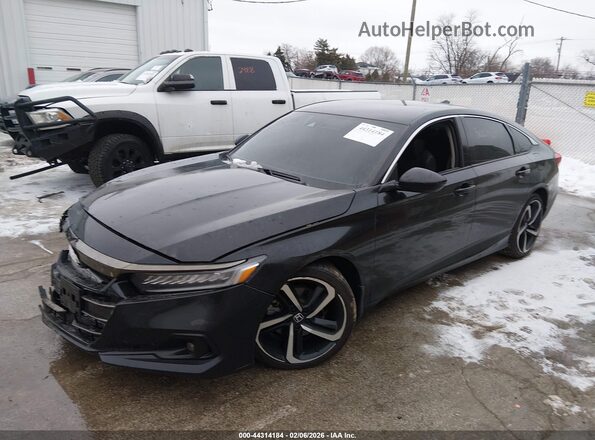 1HGCV1F41MA117375 2021 HONDA ACCORD Black Vista tres cuartos delantera izquierda