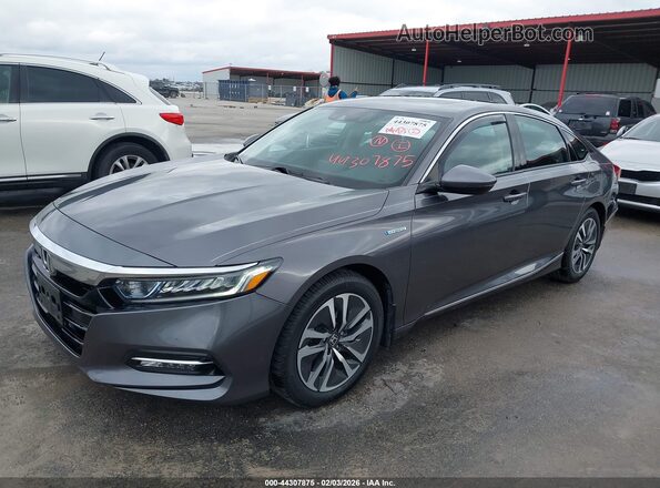 1HGCV3F52JA004938 2018 HONDA ACCORD HYBRID Gray 
