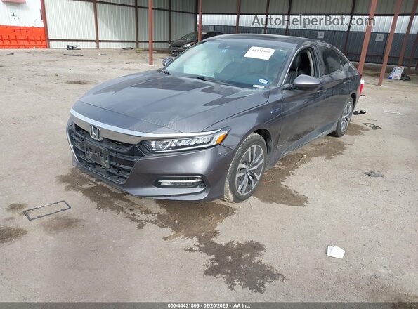 1HGCV3F54KA006790 2019 HONDA ACCORD HYBRID Gray Առջևի ձախ երեք քառորդ տեսարան