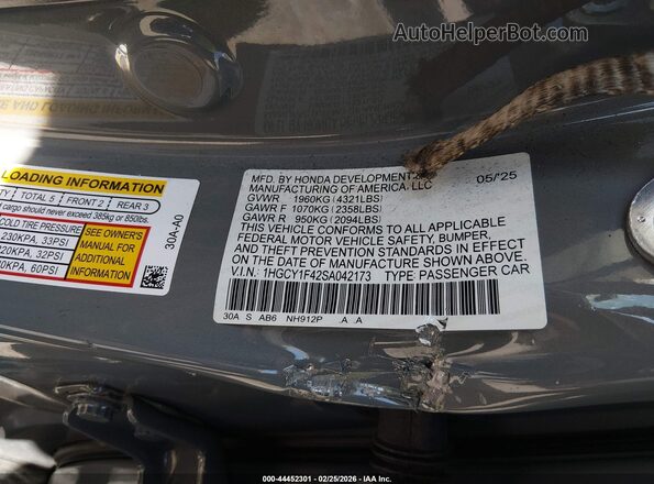 1HGCY1F42SA042173 2025 HONDA ACCORD Gray 