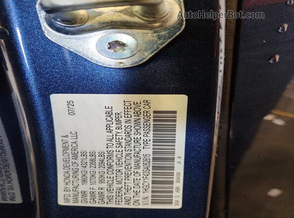 1HGCY1F43SA052615 2025 HONDA ACCORD Синий 