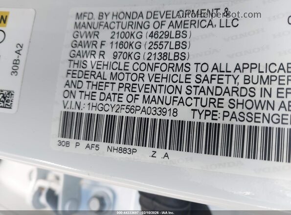 1HGCY2F56PA033918 2023 HONDA ACCORD HYBRID White 