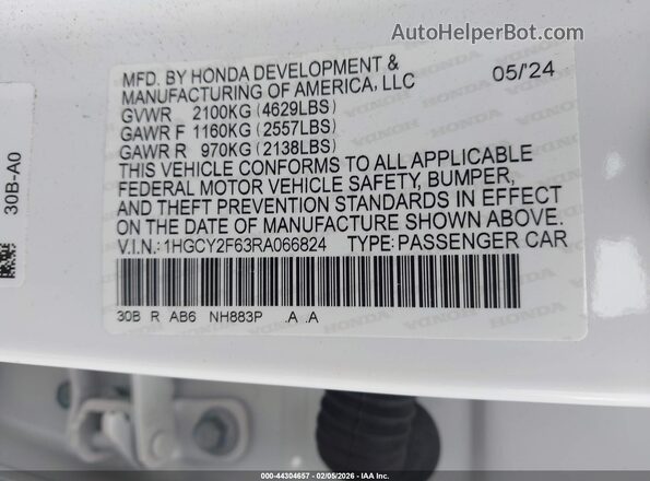 1HGCY2F63RA066824 2024 HONDA ACCORD HYBRID White 