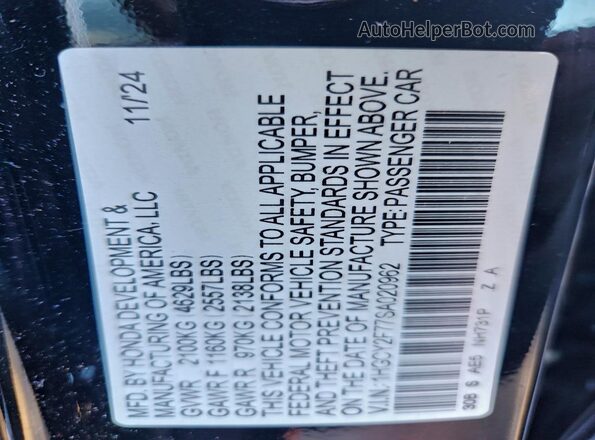 1HGCY2F77SA020962 2025 HONDA ACCORD Black Widok komory silnika