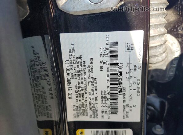 1LN6L9NPXL5601009 2020 LINCOLN CONTINENTA Black Widok naklejki z numerem VIN