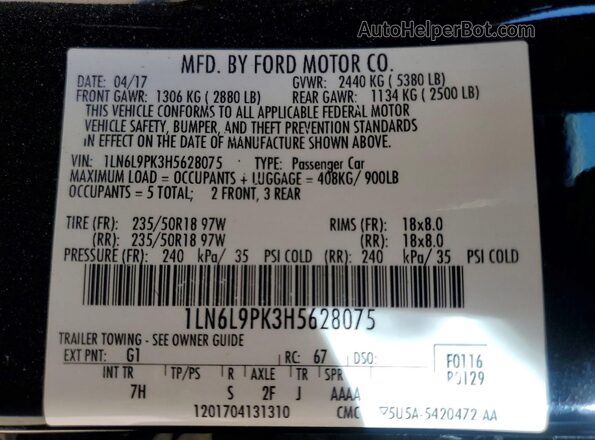 1LN6L9PK3H5628075 2017 LINCOLN CONTINENTA Black 