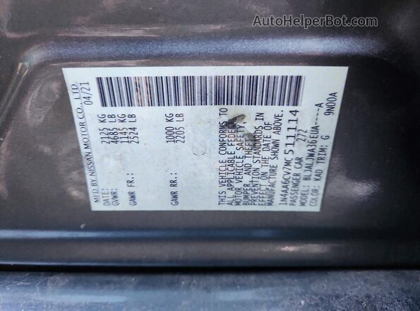 1N4AA6CV7MC511114 2021 NISSAN MAXIMA Silver Engine compartment view