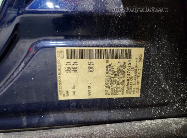 1N4AA6DV4LC376154 2020 NISSAN MAXIMA SL Blue 