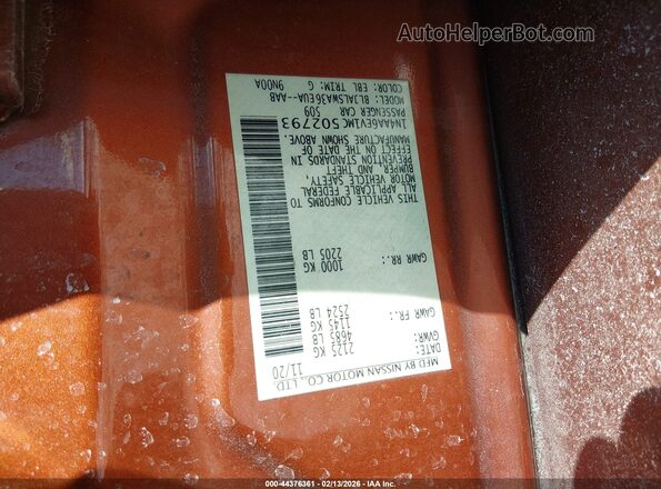 1N4AA6EV1MC502793 2021 NISSAN MAXIMA SR Orange Widok komory silnika