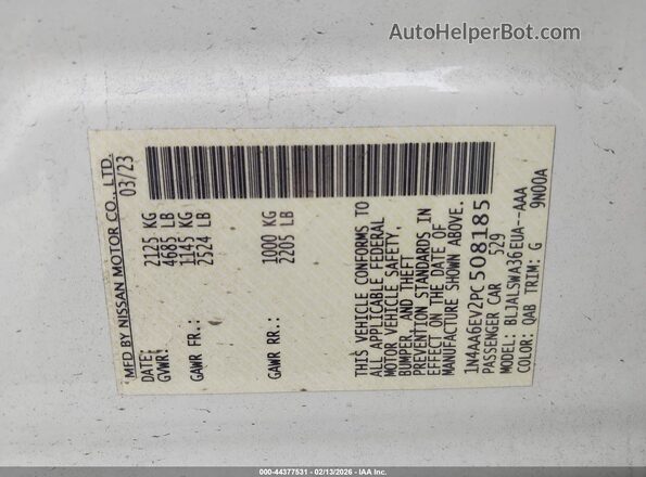 1N4AA6EV2PC508185 2023 NISSAN MAXIMA SR White Engine compartment view