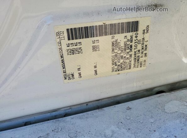 1N4AA6EV4PC503540 2023 NISSAN MAXIMA SR White Engine compartment view