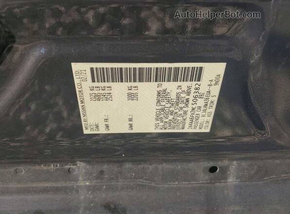 1N4AA6FV2MC506382 2021 NISSAN MAXIMA PLATINUM Черный Вид наклейки с VIN-кодом