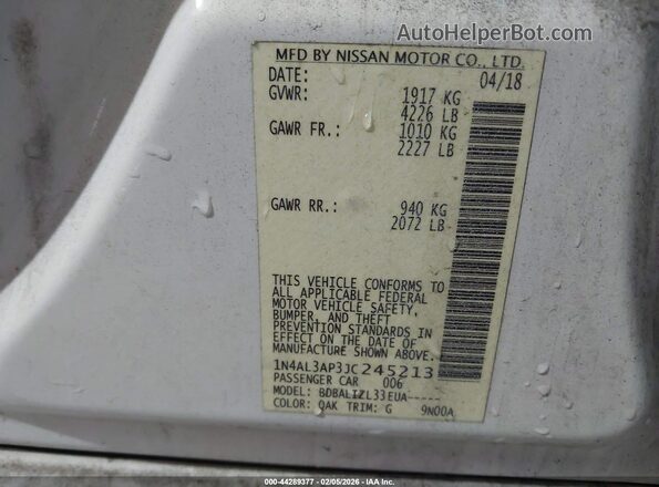 1N4AL3AP3JC245213 2018 NISSAN ALTIMA White 