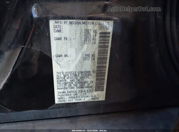 1N4AL3AP4JC264157 2018 NISSAN ALTIMA Black ძრავის განყოფილების ხედი