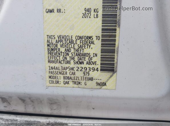 1N4AL3AP5HC229394 2017 NISSAN ALTIMA White ძრავის განყოფილების ხედი