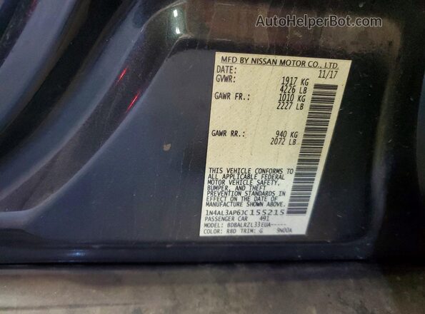 1N4AL3AP6JC155215 2018 NISSAN ALTIMA Черный Вид наклейки с VIN-кодом