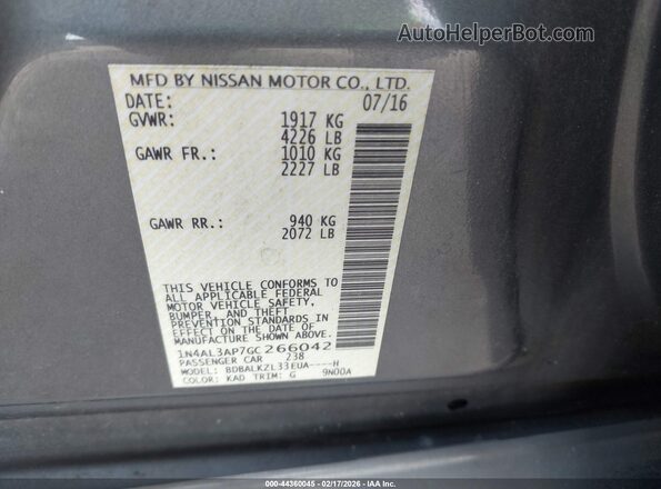 1N4AL3AP7GC266042 2016 NISSAN ALTIMA Gray Engine compartment view