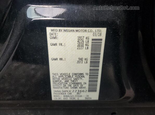 1N4AL3APXJC223662 2018 NISSAN ALTIMA Black Engine compartment view