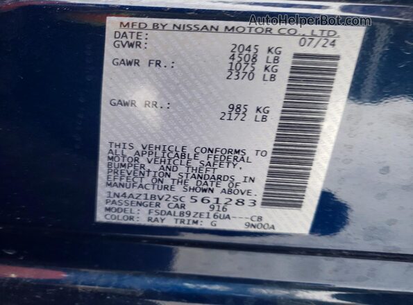 1N4AZ1BV2SC561283 2025 NISSAN LEAF Blue 