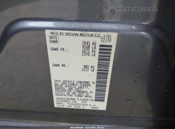 1N4AZ1BV6MC550970 2021 NISSAN LEAF Gray 