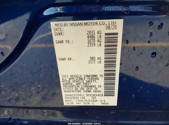 1N4AZ1CP4LC309049 2020 NISSAN LEAF Blue 
