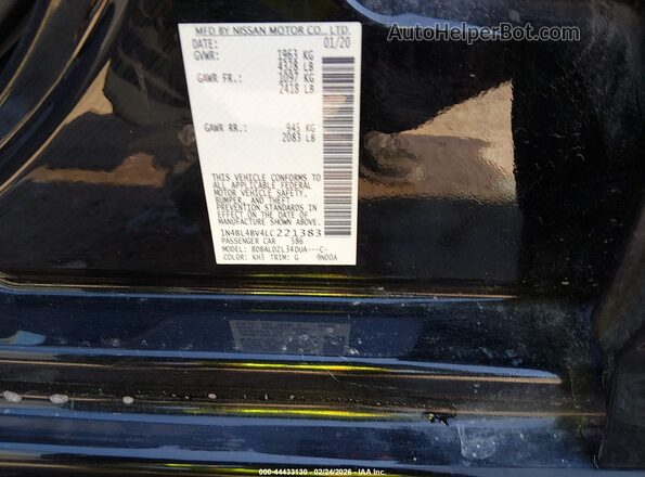 1N4BL4BV4LC221383 2020 NISSAN ALTIMA Черный 