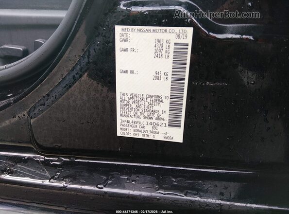 1N4BL4BV5LC140621 2020 NISSAN ALTIMA Black Vista del compartimento del motor