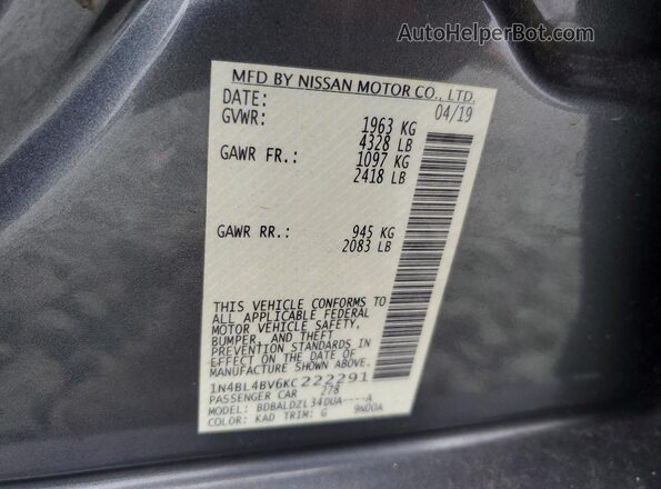 1N4BL4BV6KC222291 2019 NISSAN ALTIMA Silver 