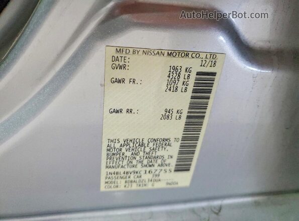 1N4BL4BV9KC167755 2019 NISSAN ALTIMA Silver 