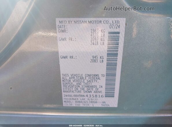 1N4BL4BV9RN435816 2024 NISSAN ALTIMA Gray Vista del compartimento del motor