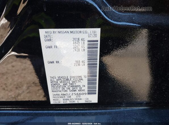 1N4BL4BW2LC256609 2020 NISSAN ALTIMA Черный Вид подкапотного пространства