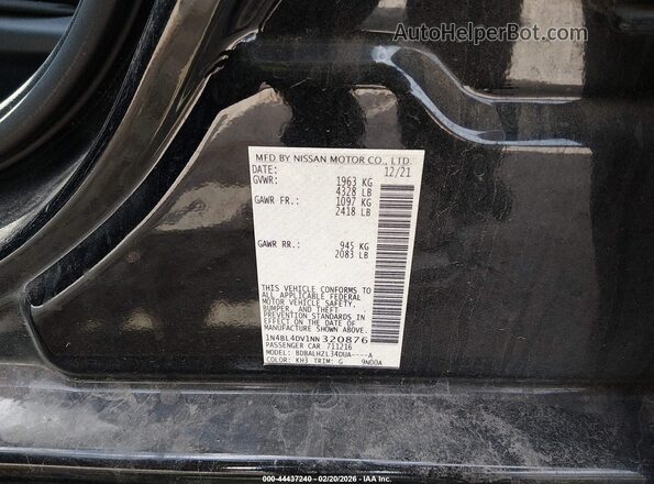 1N4BL4DV1NN320876 2022 NISSAN ALTIMA Black Вид підкапотного простору