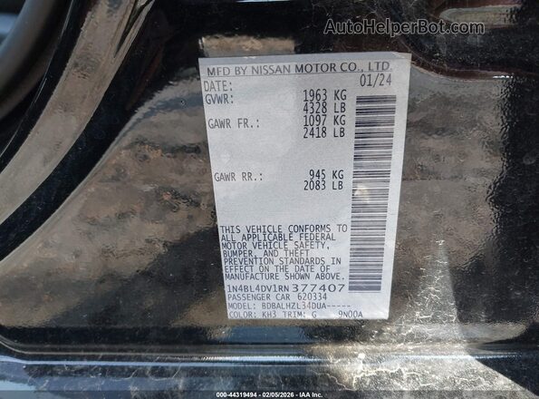 1N4BL4DV1RN377407 2024 NISSAN ALTIMA Black Вид підкапотного простору