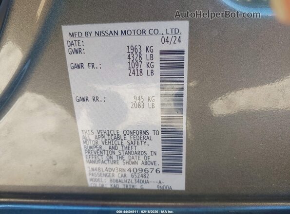 1N4BL4DV3RN409676 2024 NISSAN ALTIMA Gray 