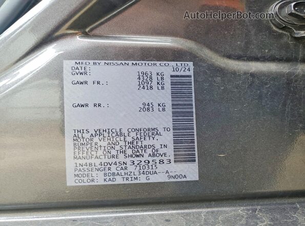 1N4BL4DV4SN329583 2025 NISSAN ALTIMA Серый Вид подкапотного пространства